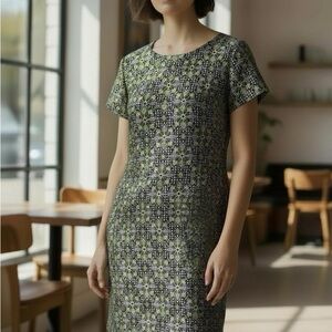 Xhilaration Black and Gold Geometric Midi Dress